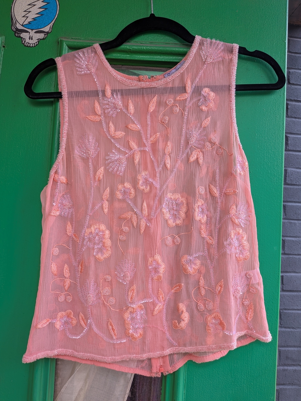 Calypso by Christine Gallo of St Barths Beaded Silk Zip-back Tank
